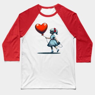 Heartfelt Affection: Girl with Heart-Shaped Balloon Valentine's Day T-Shirt Baseball T-Shirt